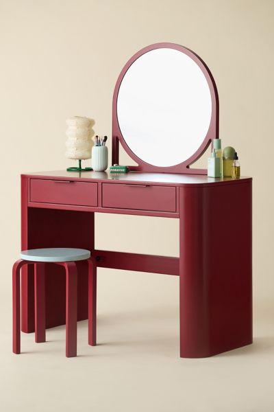 Urban Outfitters Kane Wood Mirrored Vanity In Maroon At