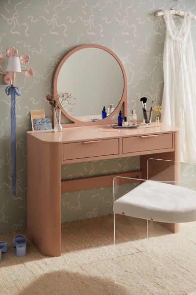 Urban Outfitters Kane Wood Mirrored Vanity In Pink At