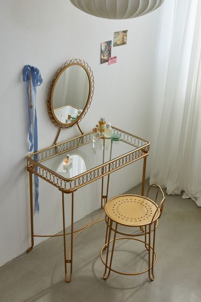 Lucie Iron Mirror Entryway Storage Console