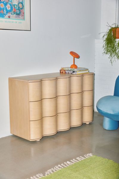 Urban Outfitters Aria 6-drawer Short Squiggle Dresser In White At