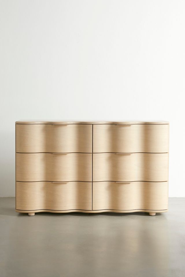 Aria 6-Drawer Short Wood Squiggle Dresser #1