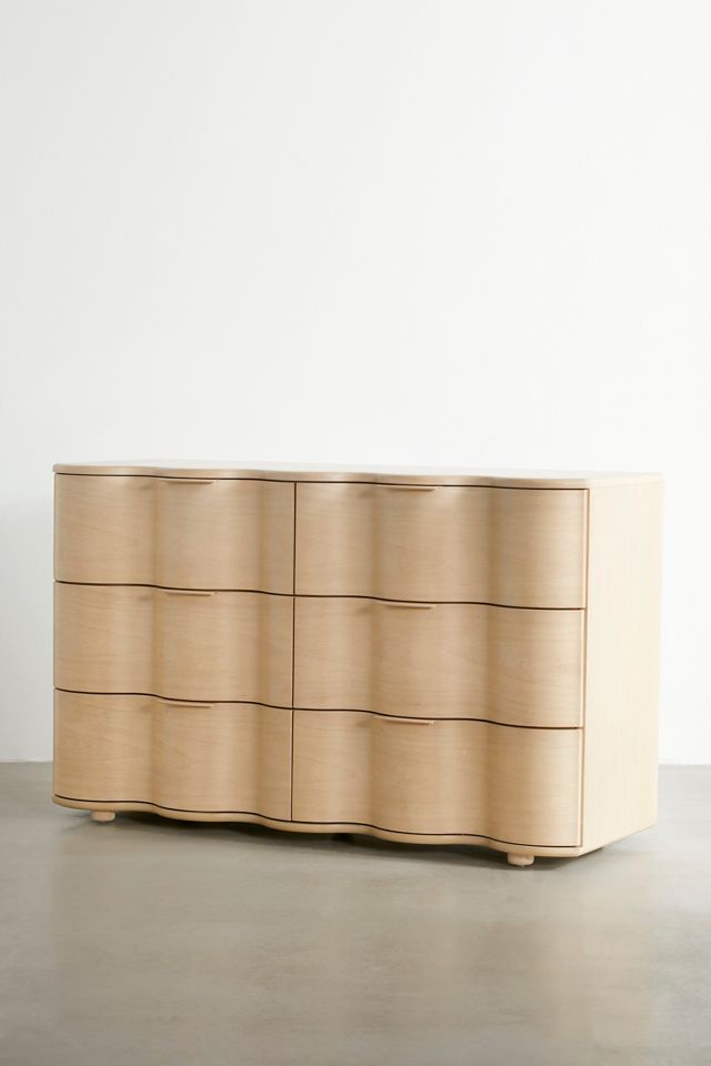 Aria 6-Drawer Short Wood Squiggle Dresser #2