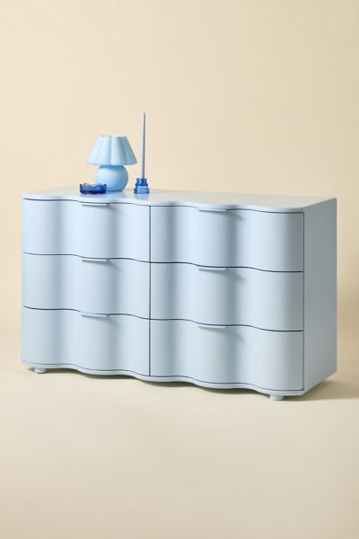 URBAN OUTFITTERS ARIA 6-DRAWER SHORT SQUIGGLE DRESSER IN BLUE AT URBAN OUTFITTERS 