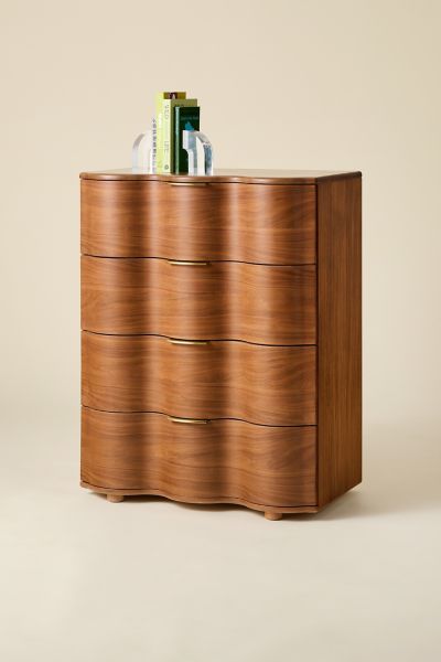 Urban Outfitters Aria Tall 4-drawer Squiggle Dresser In Brown At