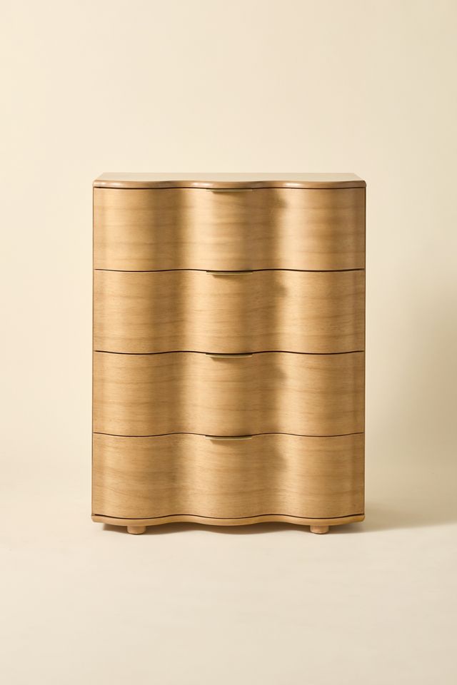 Aria Wood Tall 4-Drawer Squiggle Dresser #1