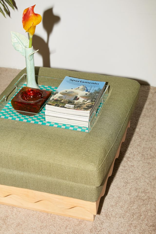 Roma Scallop Wood Ottoman #1