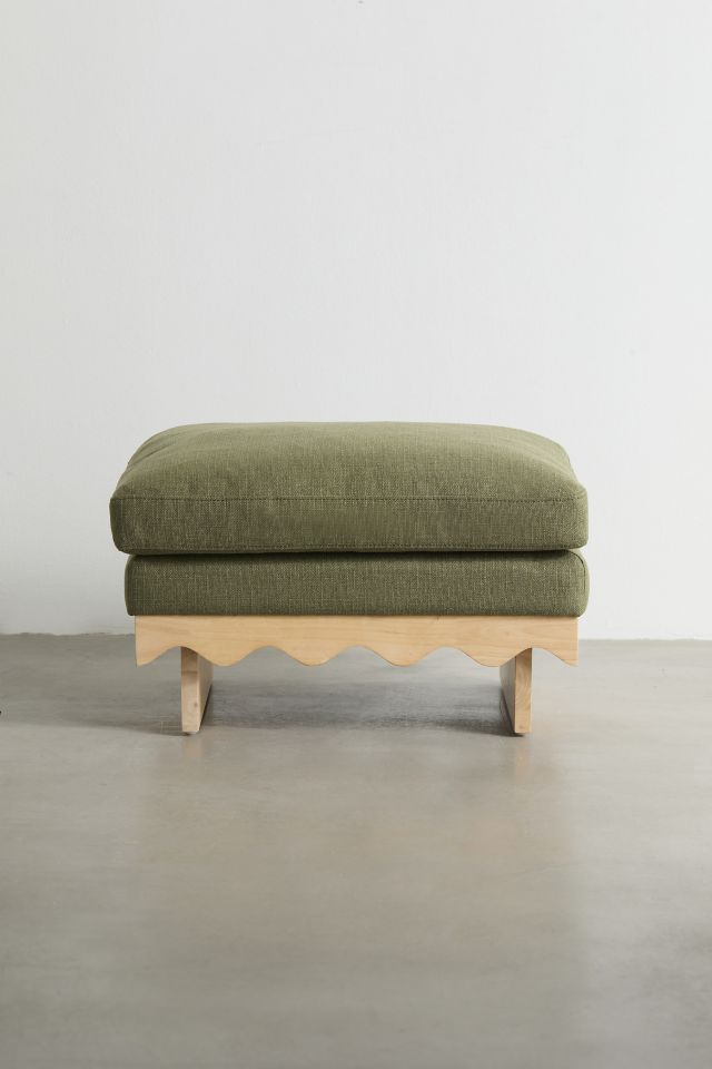 Roma Scallop Wood Ottoman #2