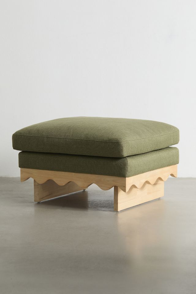Roma Scallop Wood Ottoman #3