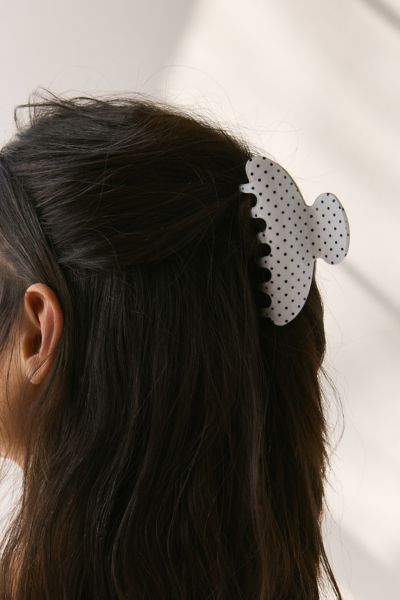 Urban Outfitters Printed Polka Dot Claw Clip In White, Women's At