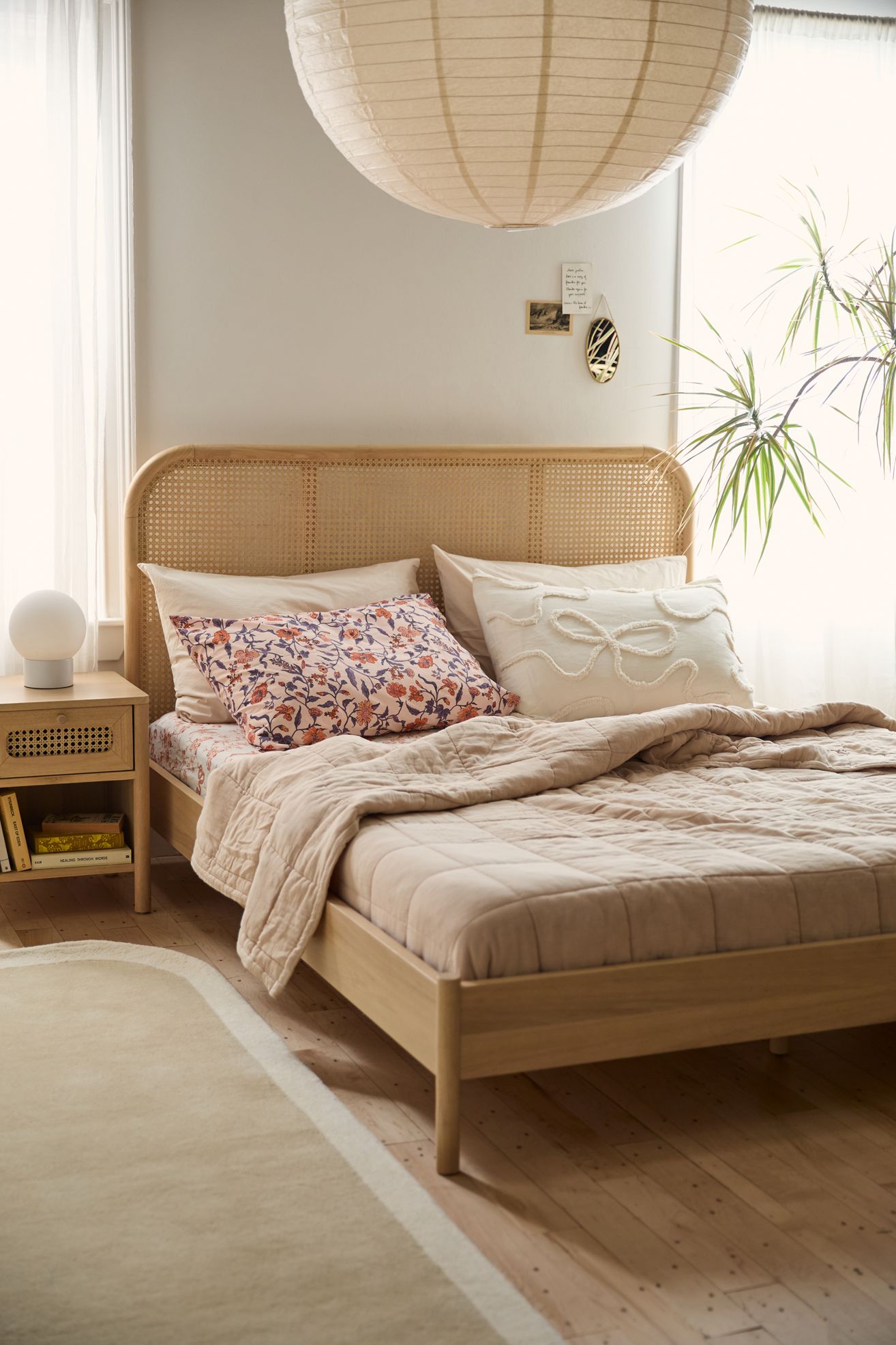 Kieran Cane Platform Bed - Natural