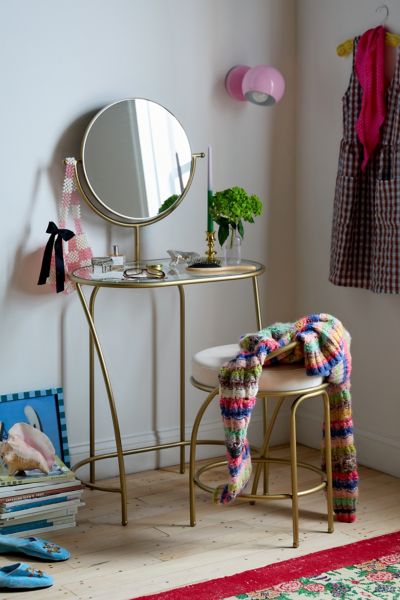 Lucie Iron Mirror Entryway Storage Console