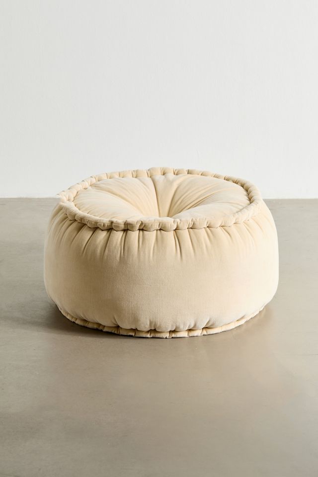 Kathe Round Velvet Floor Pouf #1