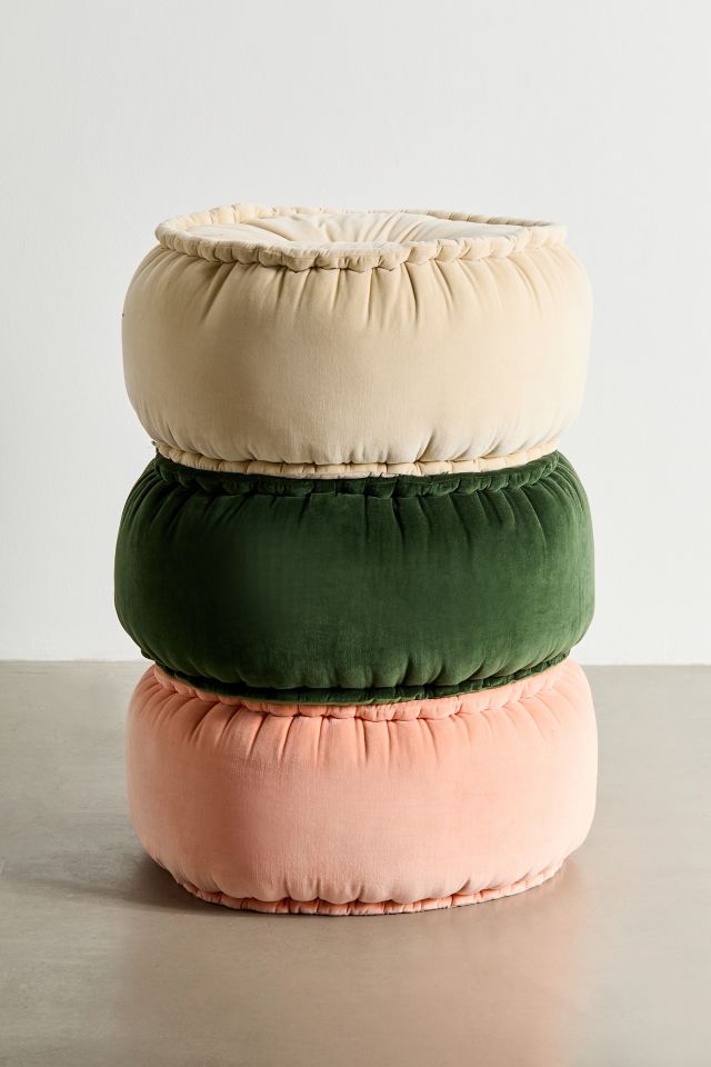 Kathe Round Velvet Floor Pouf #3
