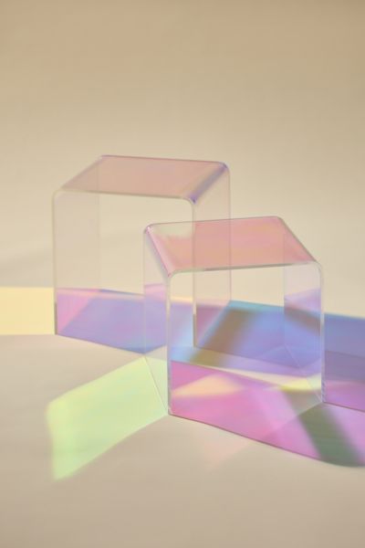 Urban Outfitters Acrylic Iridescent Seamless Side Table In Iridescent At
