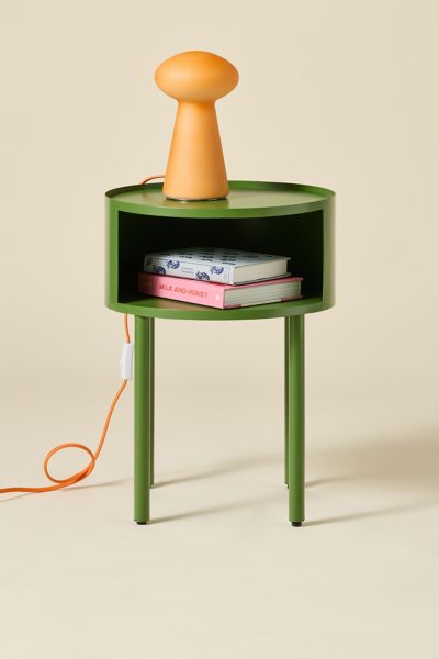 Jane Round Upholstered Storage Nightstand