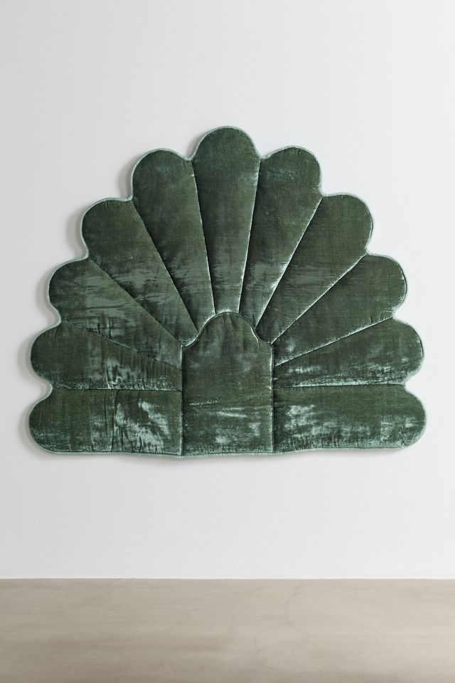 Callista Scalloped Velvet Upholstered Floating Headboard #1