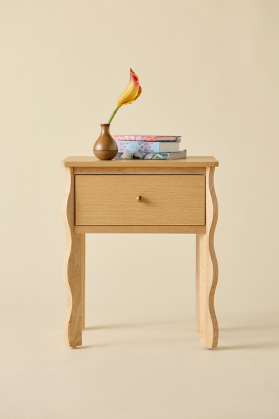 URBAN OUTFITTERS SYLVIE SQUIGGLE WOOD STORAGE NIGHTSTAND IN TAN AT URBAN OUTFITTERS