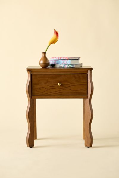 URBAN OUTFITTERS SYLVIE SQUIGGLE WOOD STORAGE NIGHTSTAND IN LIGHT BROWN AT URBAN OUTFITTERS 