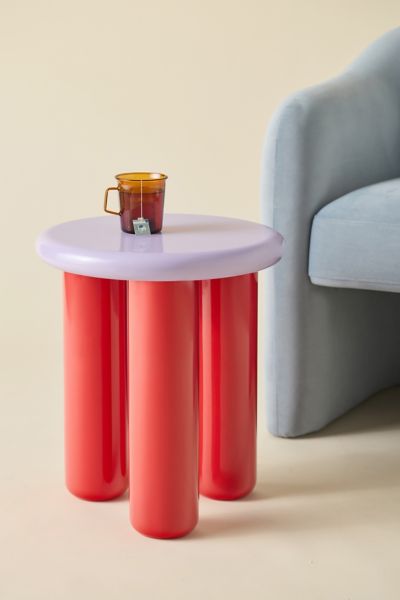 Urban Outfitters Malo Round Wood Side Table In Red At