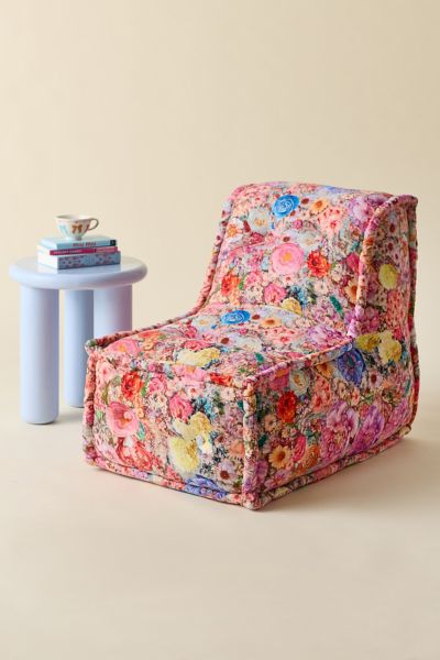 Urban Outfitters Reema Patterned Velvet Lounge Chair In Exploded Floral At  In Multi