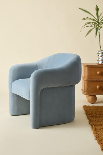 Urban Outfitters Skye Curving Upholstered Arm Chair In Sky At