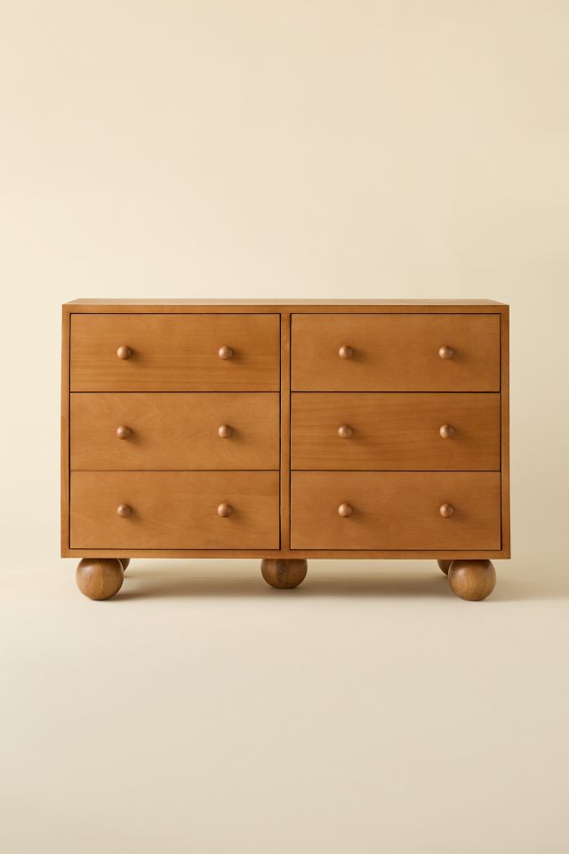 Knox 6-Drawer Wood Dresser - Stylish Retro Storage