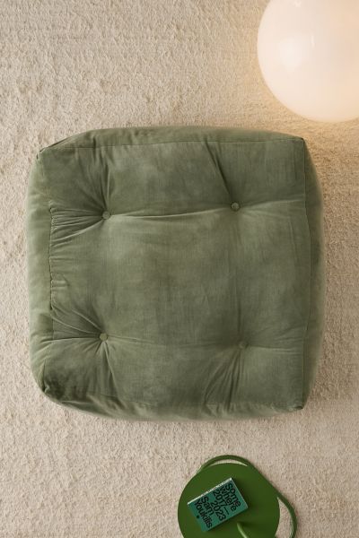 Urban Outfitters Finn Velvet Square Floor Pillow In Green At