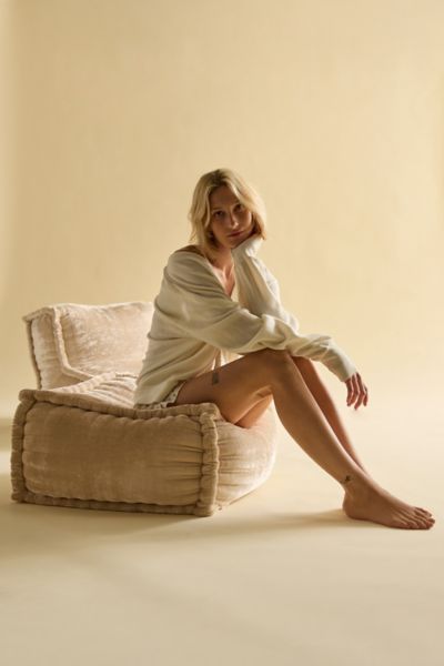 Urban Outfitters Evie Velvet Bean Bag Lounge Chair In Ivory At