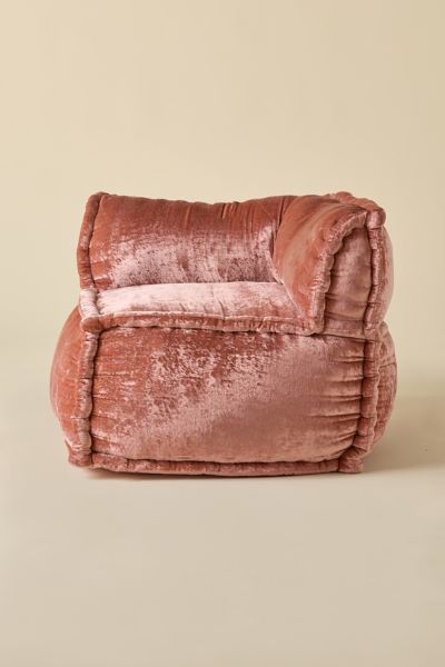 Urban Outfitters Evie Velvet Bean Bag Corner Lounge Chair In Rose At
