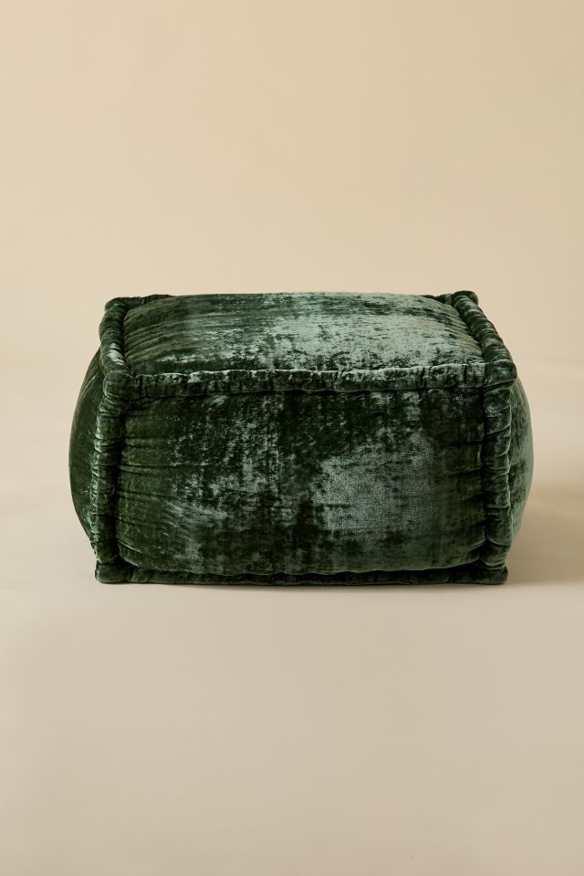 Evie Square Velvet Bean Bag Ottoman