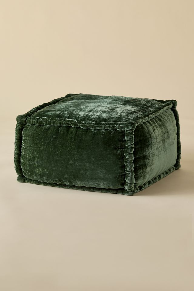 Evie Square Velvet Bean Bag Ottoman