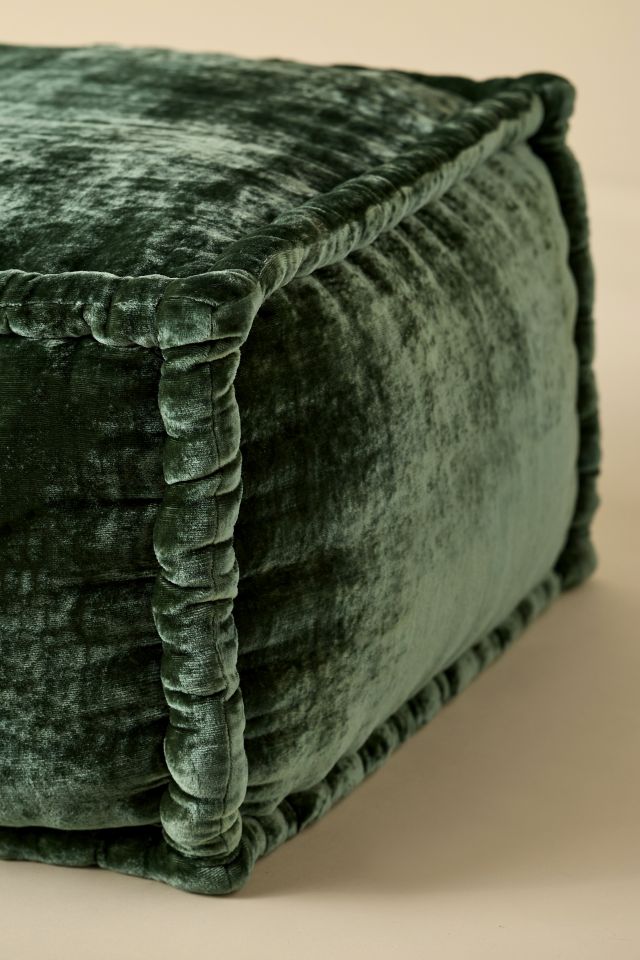 Evie Square Velvet Bean Bag Ottoman