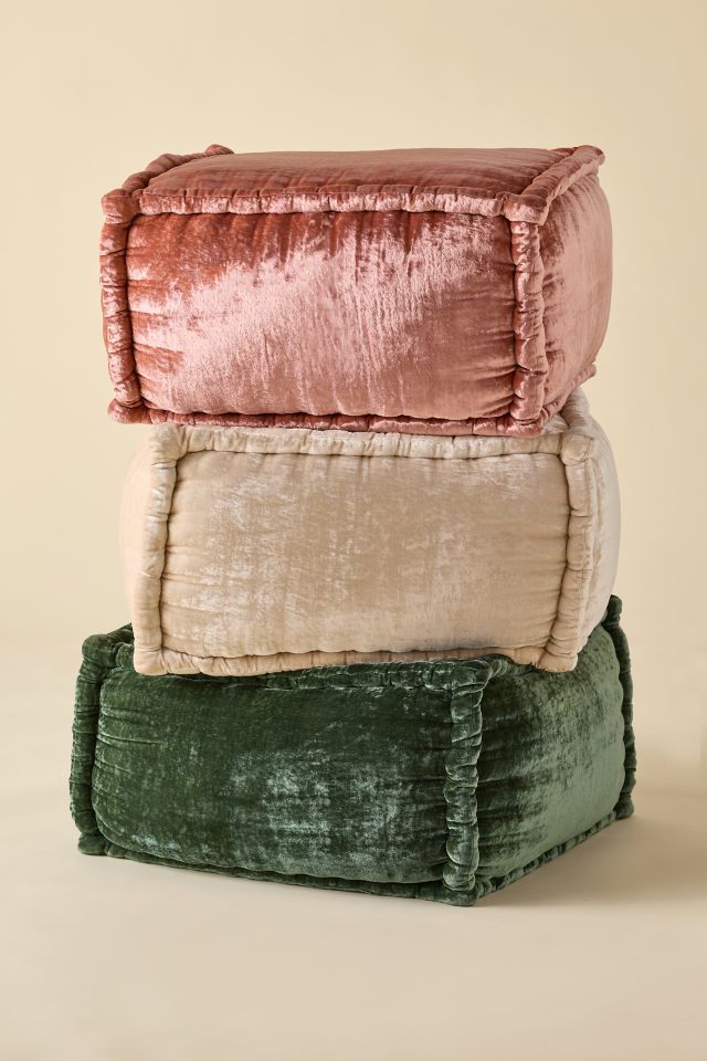 Evie Square Velvet Bean Bag Ottoman