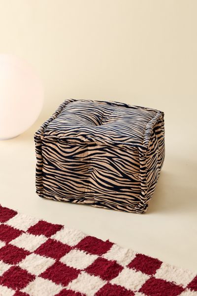 Urban Outfitters Reema Printed Upholstered Bean Bag Ottoman In Zebra At  In Brown