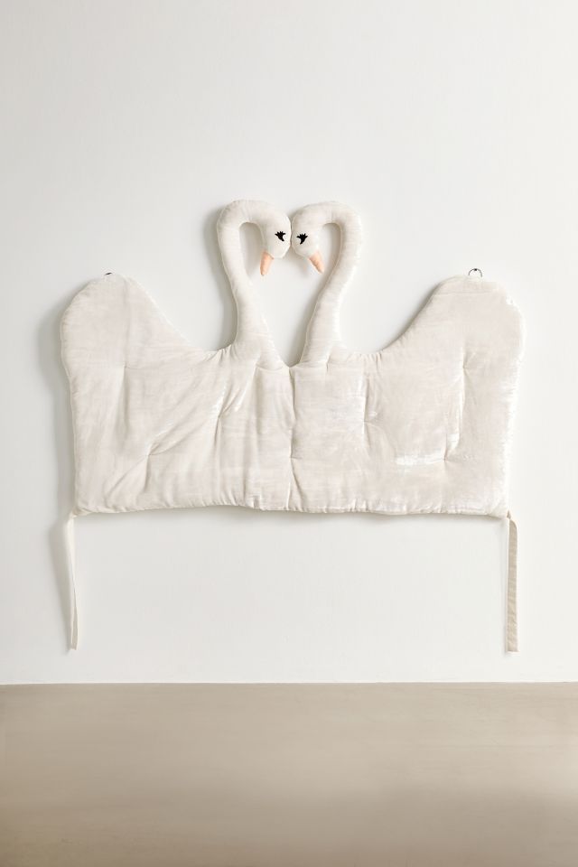 Viola Swan Velvet Floating Headboard #1