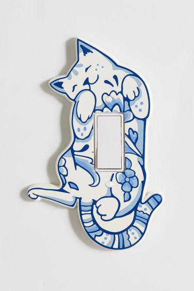 Delft Cat Shaped Resin Switch Plate