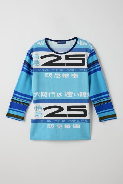 Vintage By Little Runaway Blue Graphic 3/4 Sleeve Top