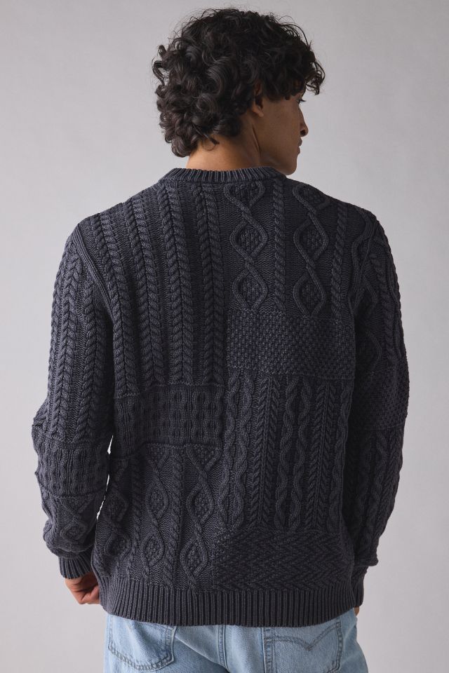Schott Patchwork Washed Crew Neck Sweater #1