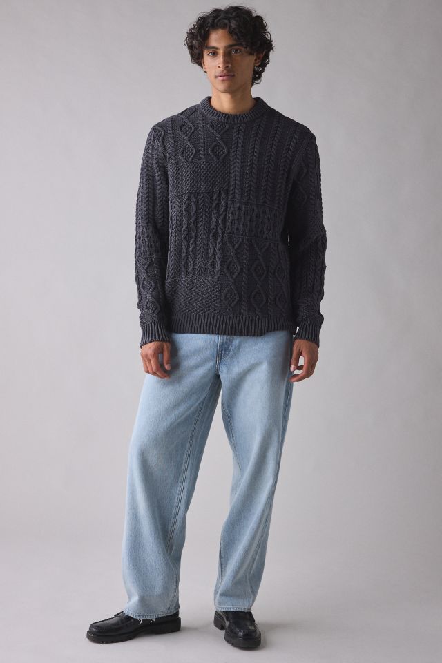 Schott Patchwork Washed Crew Neck Sweater #2