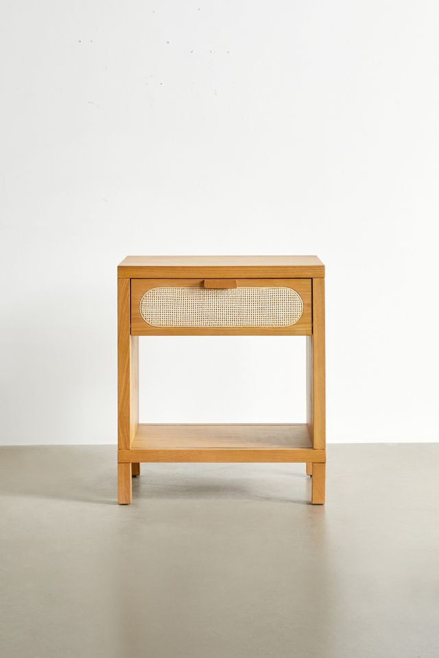 Alder Cane Paned Storage Nightstand