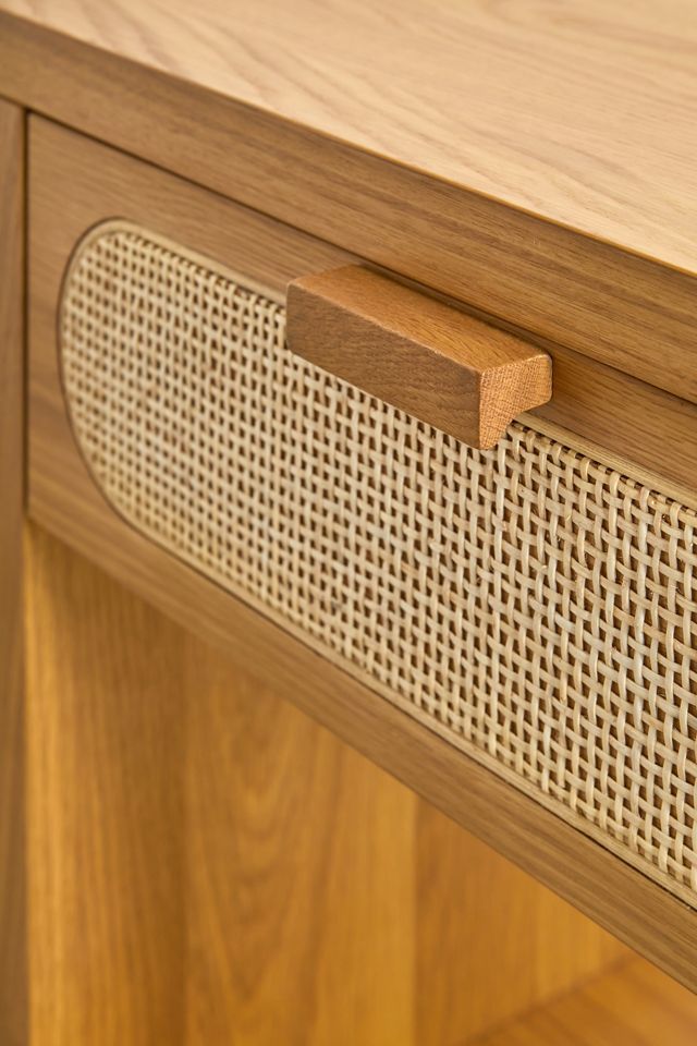 Alder Cane Paned Storage Nightstand