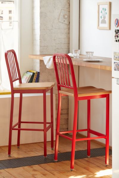 Urban Outfitters Ari Steel Bar Stool - Set Of 2 In Red At