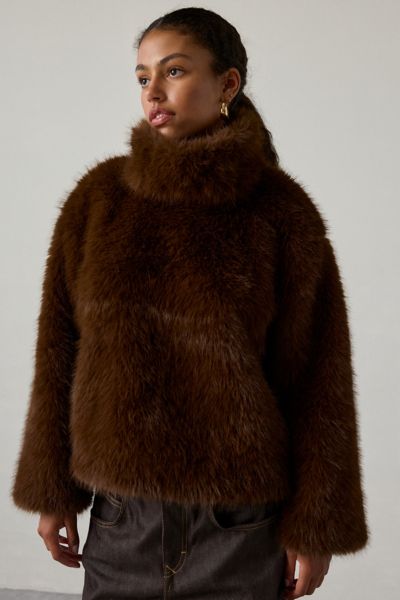 Bardot Renata Faux Fur Cropped Pullover Jacket