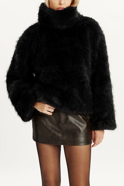 Bardot Renata Faux Fur Cropped Pullover Jacket