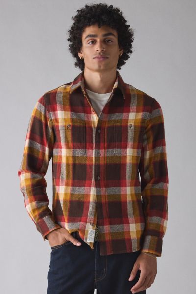 Schott Plaid Midweight Flannel Shirt Top In Autumn, Men's At Urban Outfitters In Multi