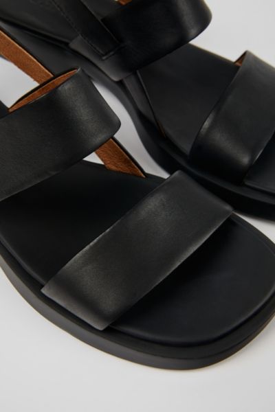 Shop Camper Dana Leather 2-strap Sandal In Black, Women's At Urban Outfitters