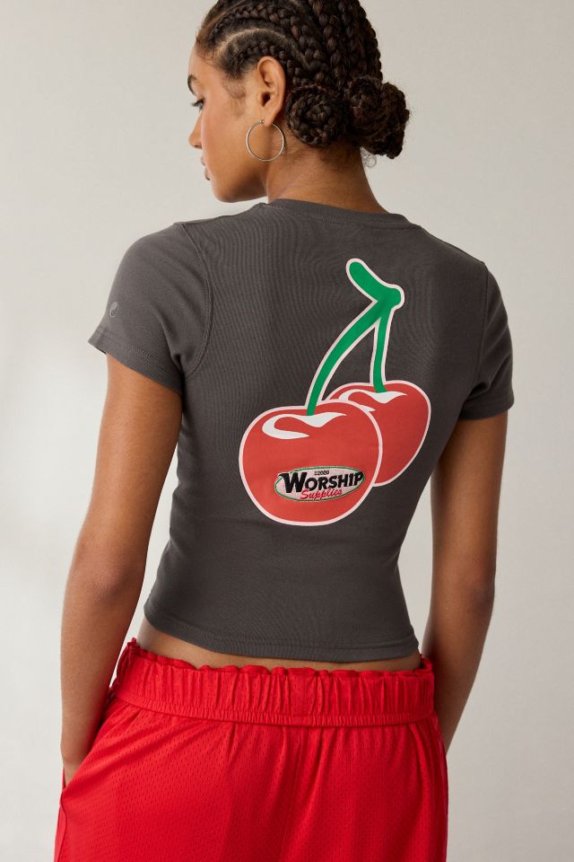 WORSHIP SUPPLIES Glazed And Confused Cherry Graphic Baby Tee #1