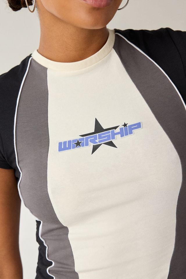 WORSHIP SUPPLIES Shooter Paneled Graphic Baby Tee #1