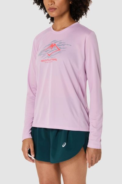Shop Asics Fujitrail Logo Long Sleeve Running T-shirt In Light Ube, Women's At Urban Outfitters