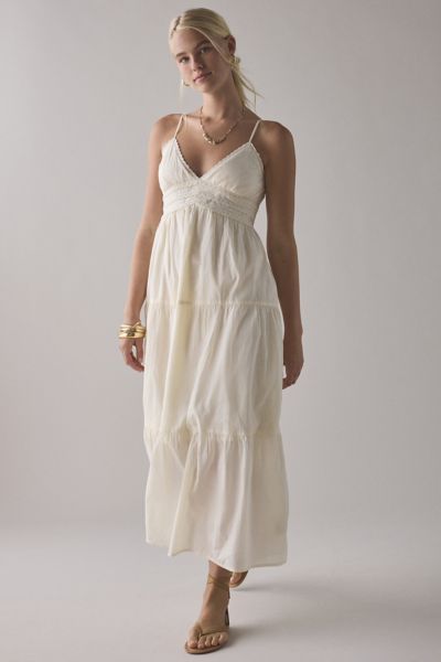 Kimchi Blue Serafina Lace Trim Tiered Babydoll Maxi Dress